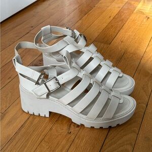 Bone Strappy Platform Sandals